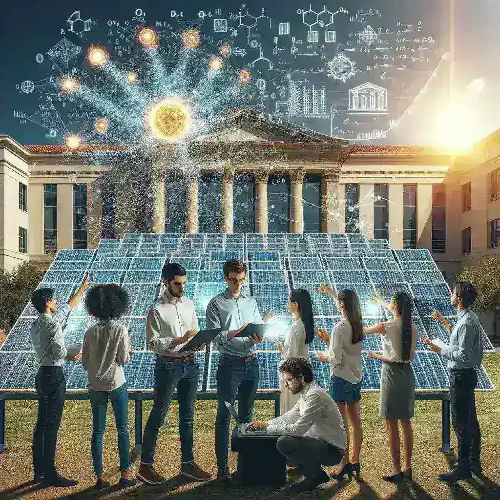 "MIT researchers working on AI-optimized solar panel arrays, showcasing innovative technology for sustainable energy solutions in October 2023."
